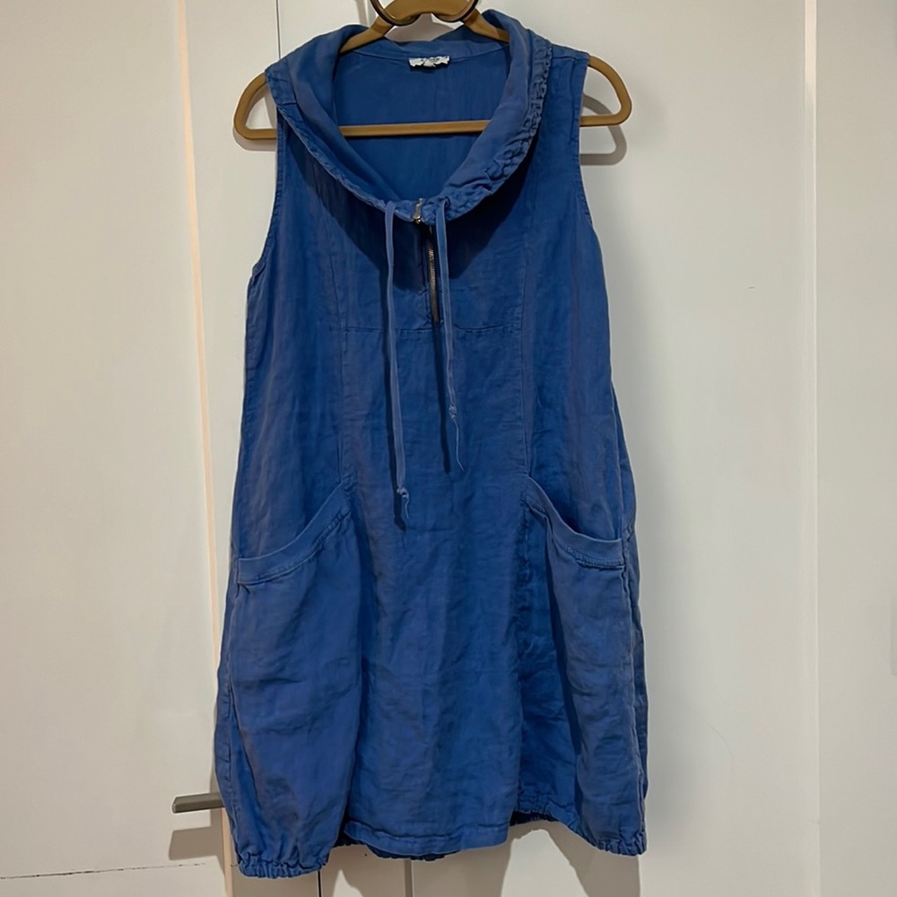 Rosemarine Made In Italy Linen Sleeveless Medium Dress
